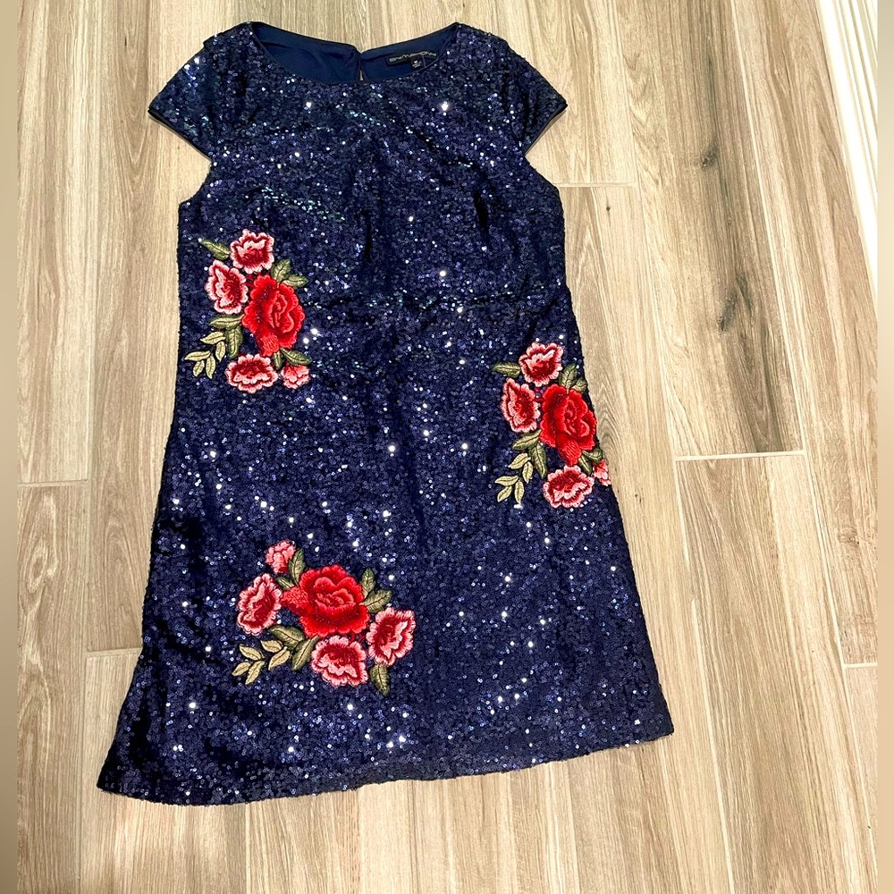Symphony Blue Sequin dress with flowers